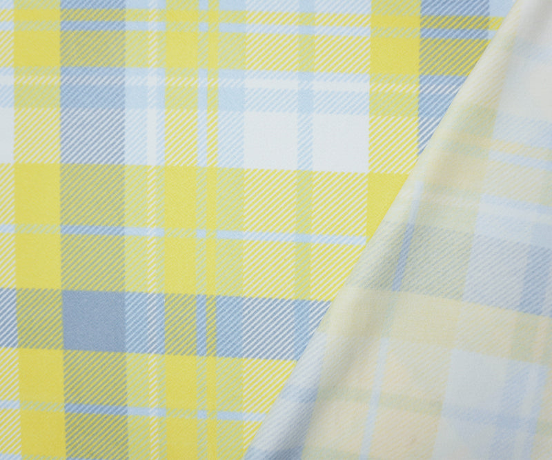 1 YD PC-Yellow-Multi Poly Plaid Print Liverpool Double Knit Fabric