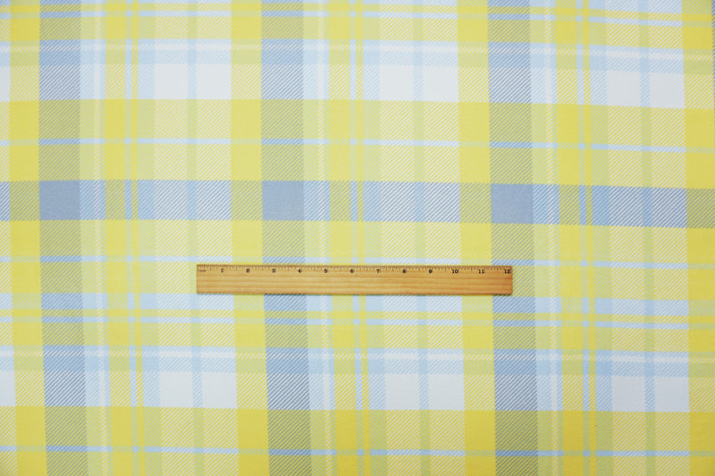 1 YD PC-Yellow-Multi Poly Plaid Print Liverpool Double Knit Fabric