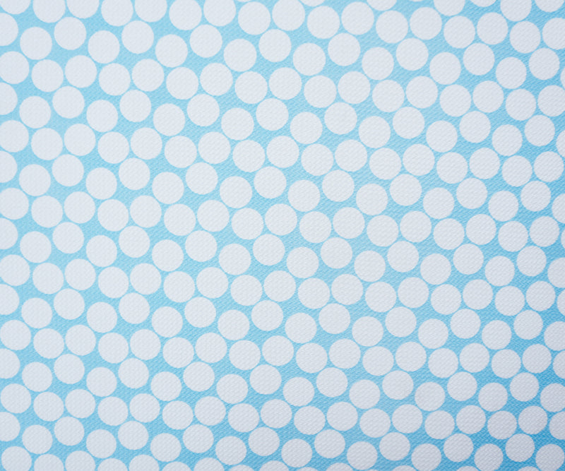 Blue-White Poly Dot Print Liverpool Double Knit Fabric