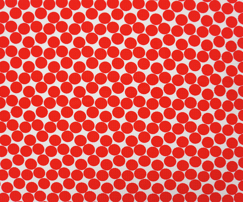 Red-White Poly Dot Print Liverpool Double Knit Fabric