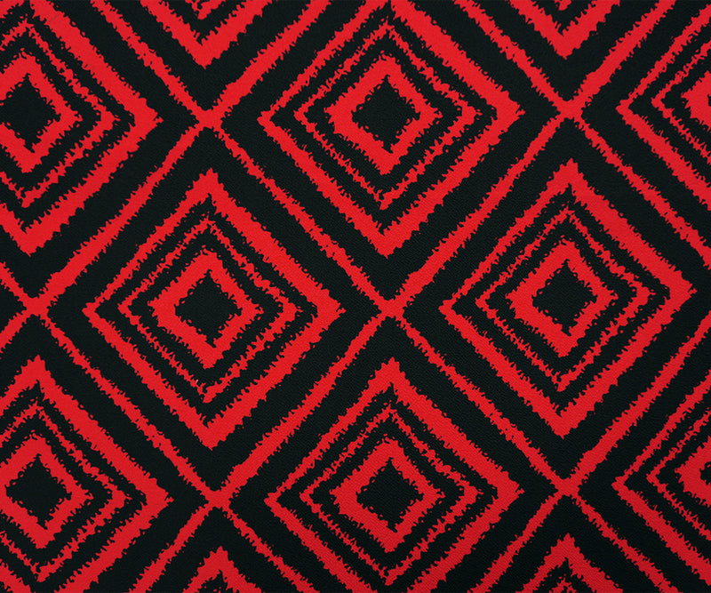 Red-Black Poly Diamond Print Liverpool Double Knit Fabric