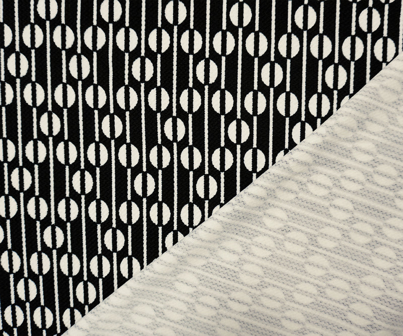 Black-White Poly Geometric Print Liverpool Double Knit Fabric