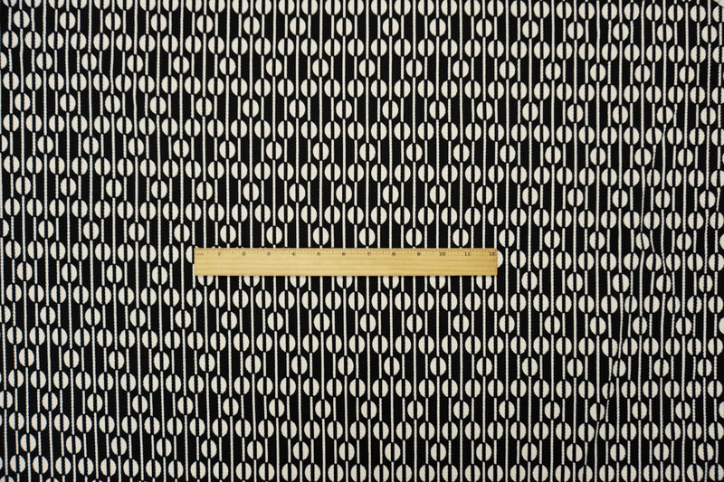 Black-White Poly Geometric Print Liverpool Double Knit Fabric