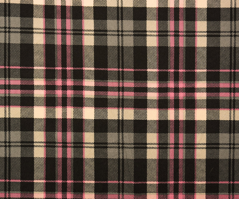 Black-Pink-Multi Poly Stretch Plaid Printed Double Knit Fabric