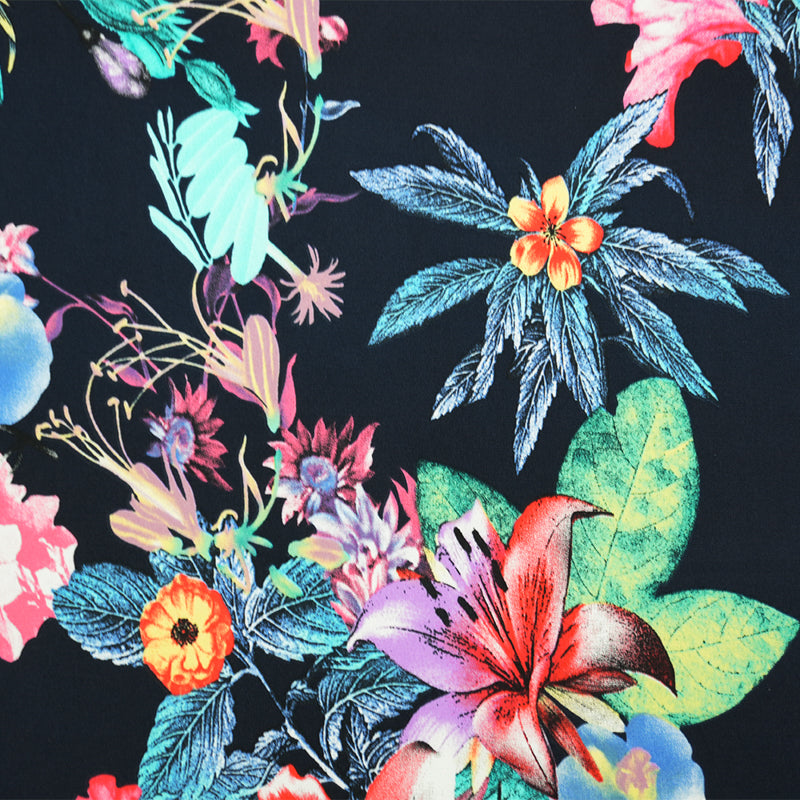 3 1/2 YD PC-Blue-Red-Multi Poly Stretch Floral Printed ITY Jersey Knit Fabric