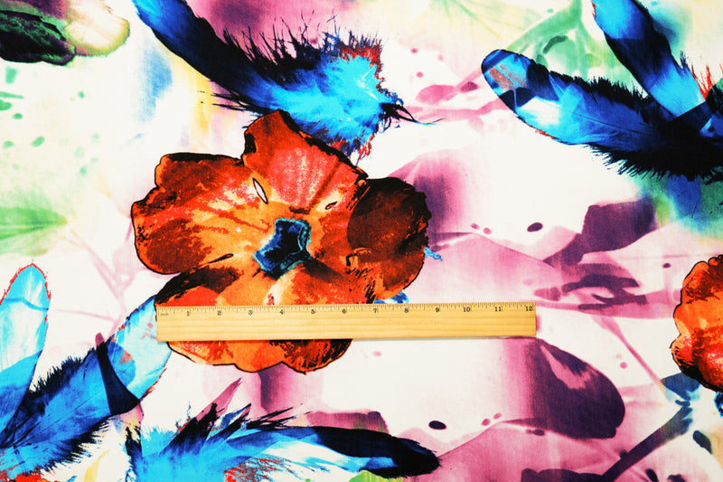 Red-Multi Poly Stretch Floral Printed ITY Jersey Knit Fabric