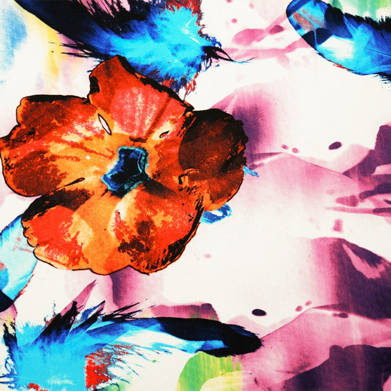Red-Multi Poly Stretch Floral Printed ITY Jersey Knit Fabric