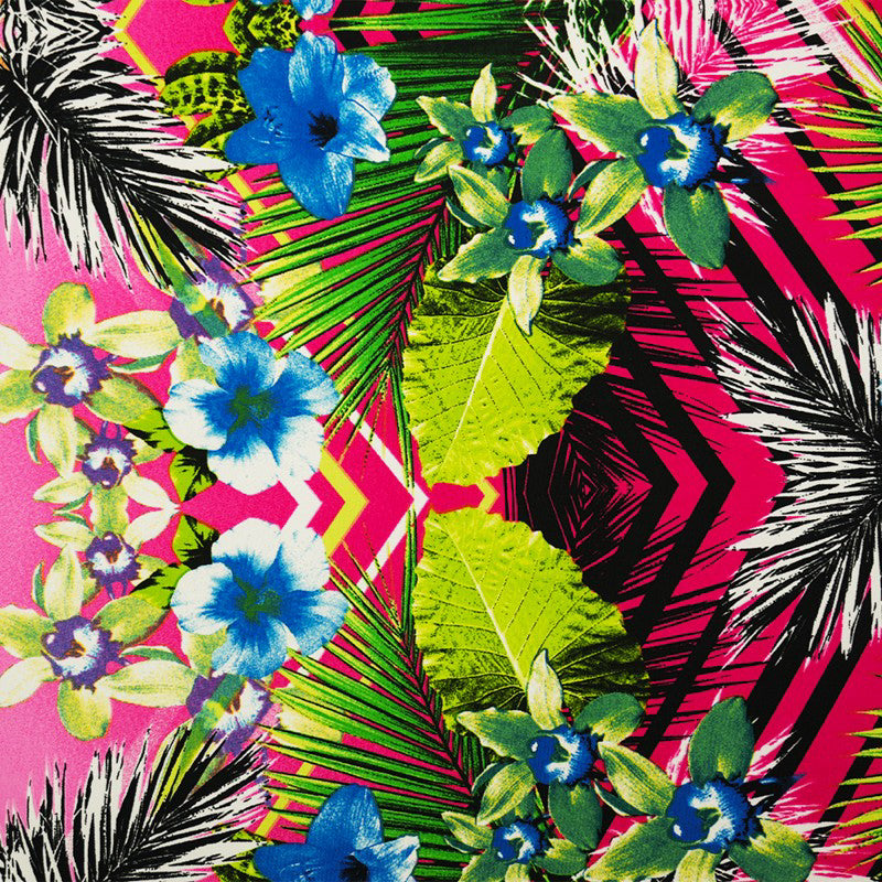 Pink-Multi Poly Stretch Floral Printed ITY Jersey Knit Fabric