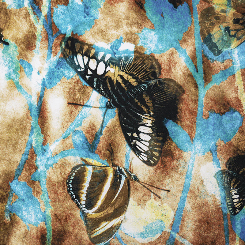 Brown-Multi Poly Stretch Butterfly Print ITY Jersey Knit Fabric