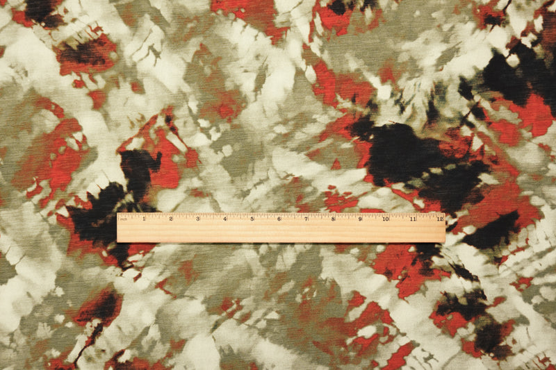 Orange-Multi Poly Stretch Abstract Printed Onion-skin Knit Fabric