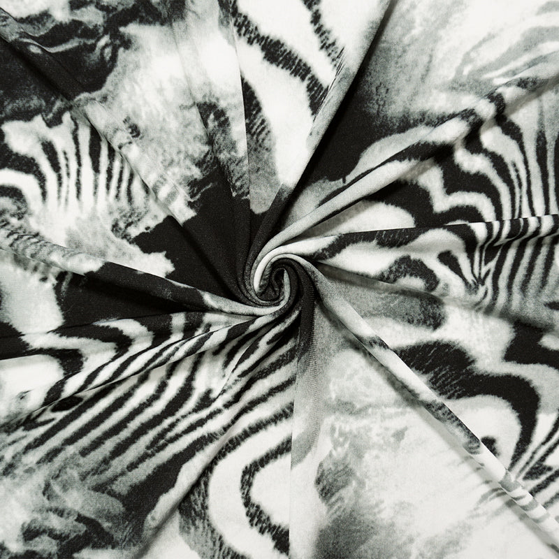 Gray-Multi Poly Stretch Zebra Printed ITY Jersey Knit Fabric