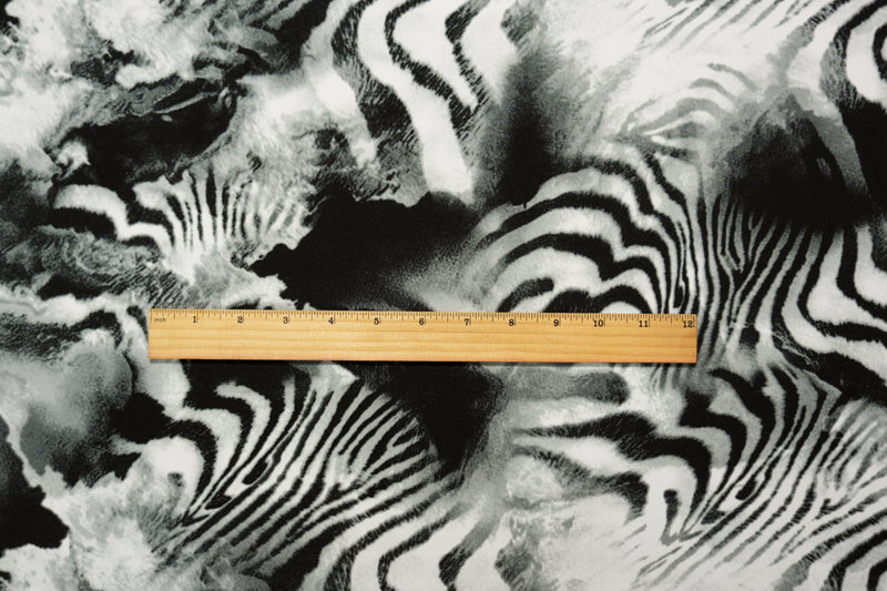 Gray-Multi Poly Stretch Zebra Printed ITY Jersey Knit Fabric