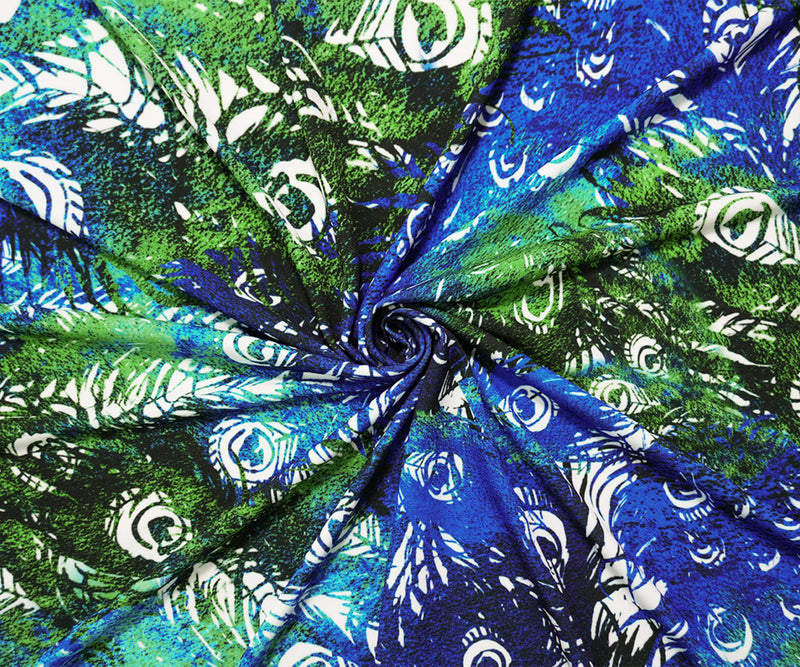 Blue-Multi Poly Stretch Abstract Print ITY Jersey Knit Fabric