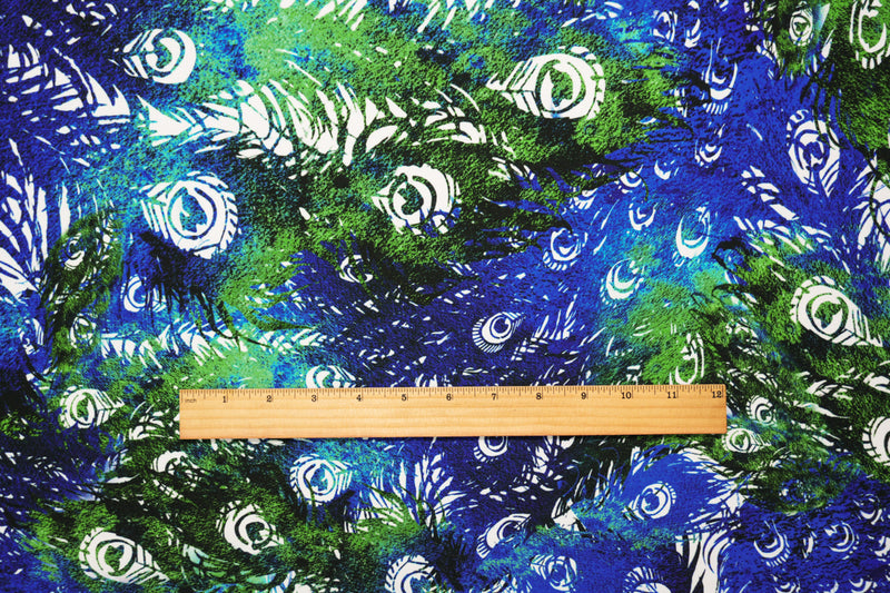 Blue-Multi Poly Stretch Abstract Print ITY Jersey Knit Fabric