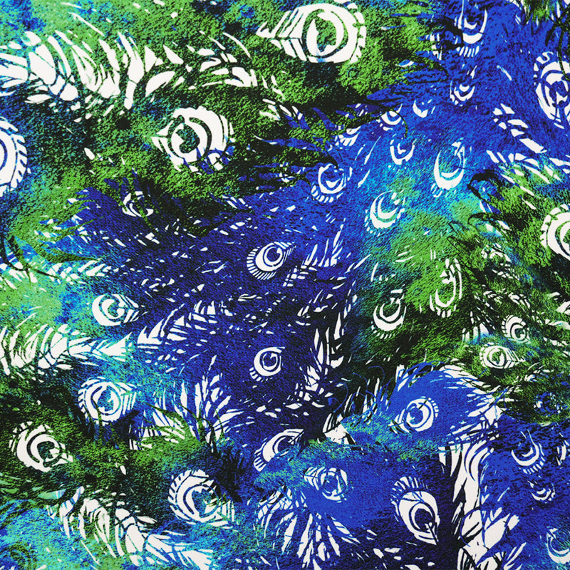 Blue-Multi Poly Stretch Abstract Print ITY Jersey Knit Fabric