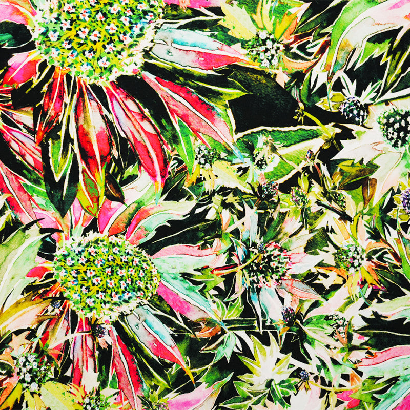 Green-Red-Multi Poly Stretch Floral Printed ITY Jersey Knit Fabric