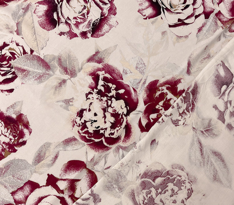 Gray-Purple-Multi Rayon Floral Printed Challis Woven Fabric