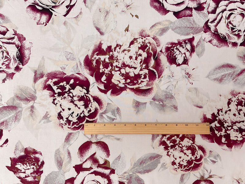 Gray-Purple-Multi Rayon Floral Printed Challis Woven Fabric