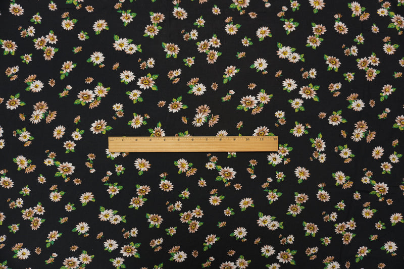 Black-Beige-Multi Rayon Floral Printed Challis Woven Fabric