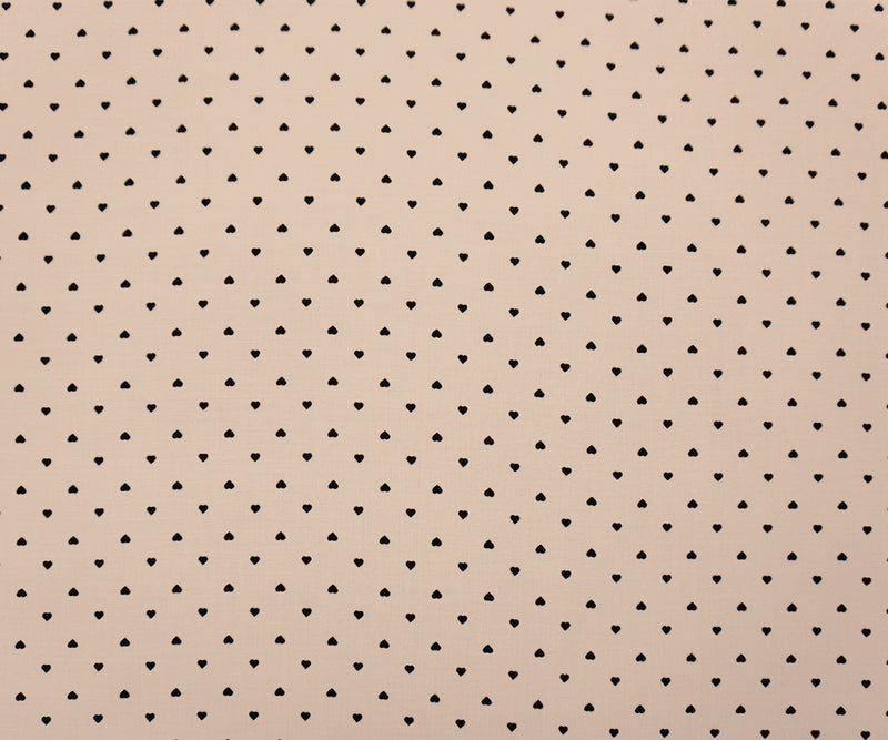 Beige-Black Rayon Heart Printed Challis Woven Fabric