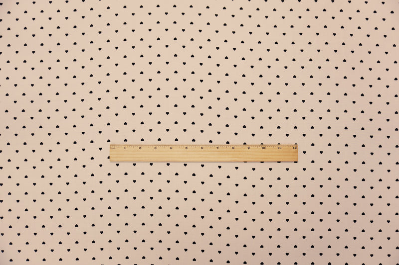 Beige-Black Rayon Heart Printed Challis Woven Fabric
