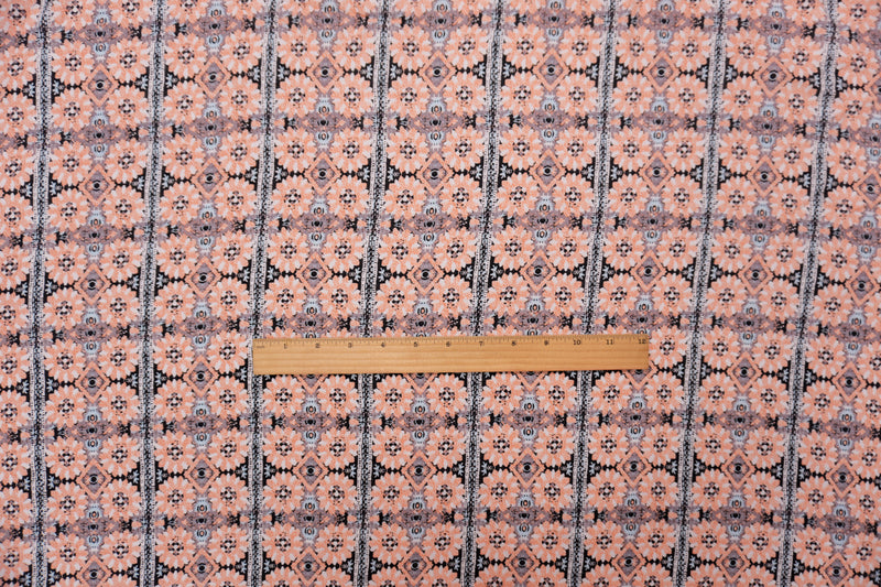 Orange-Black-Multi Rayon Floral Printed Voile Woven Fabric