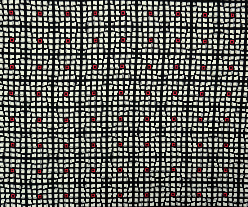Black-White-Red Rayon Geometry Printed Twill Woven Fabric