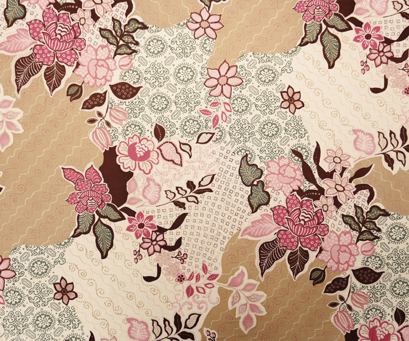 Beige-Ivory-Multi Cotton Floral Printed Lawn Woven Fabric