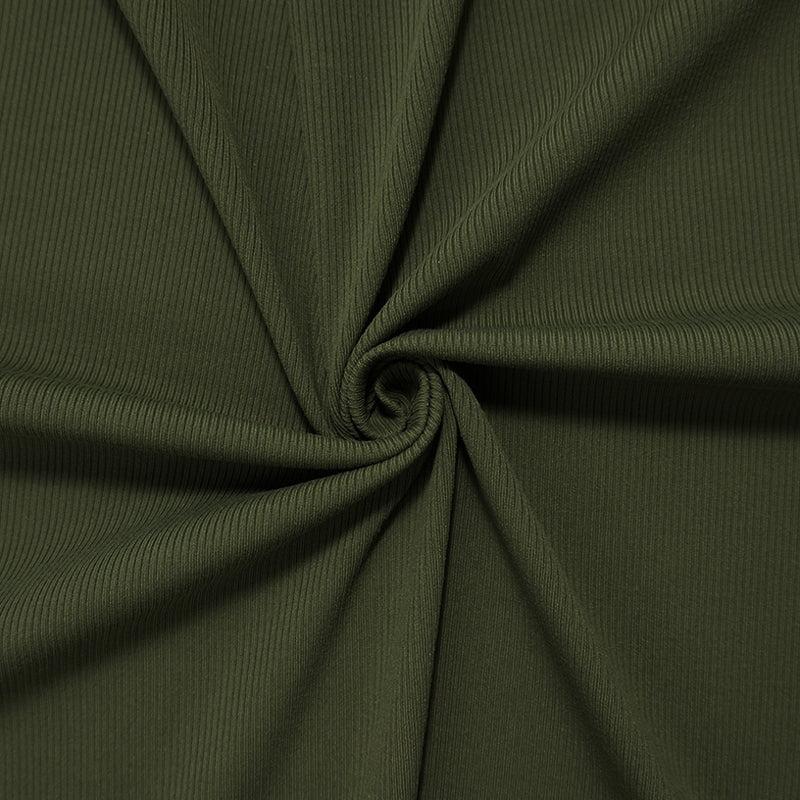 Deep Green Famous Maker Nylon Spandex Solid Rib Knit Fabric