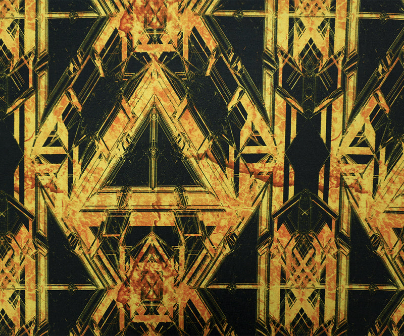 Yellow Famous Maker Abstract Cotton Blend Double Knit Fabric