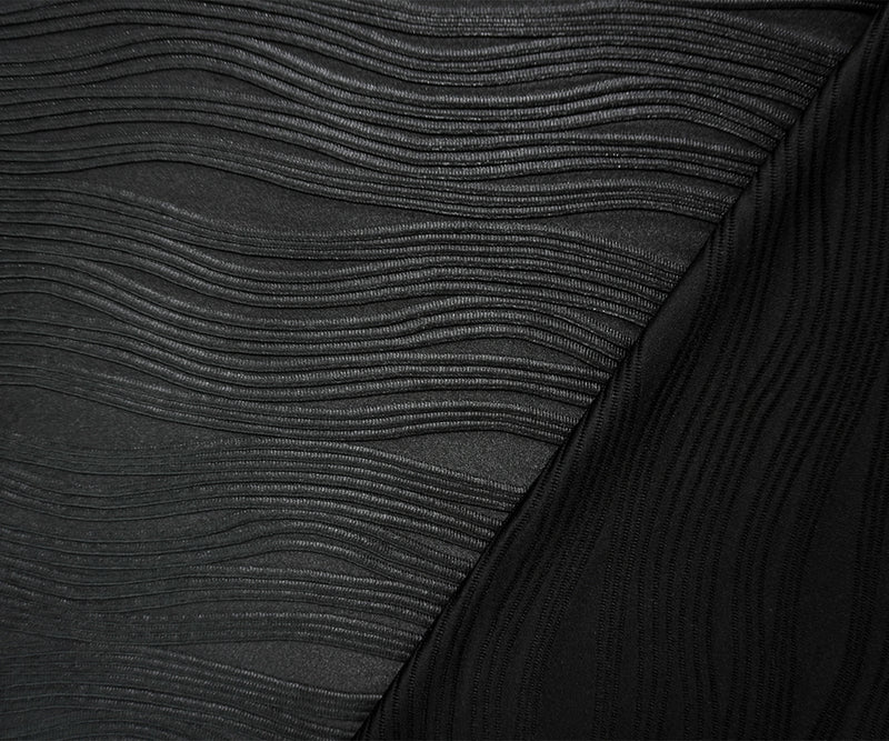 Black Famous Maker Poly Spandex Stretch 3D Pleat Wave Knit Fabric