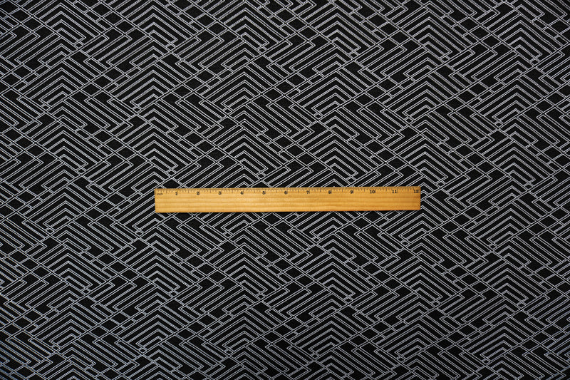 White Famous Maker Nylon Spandex Geometric Jacquard Double Knit Fabric