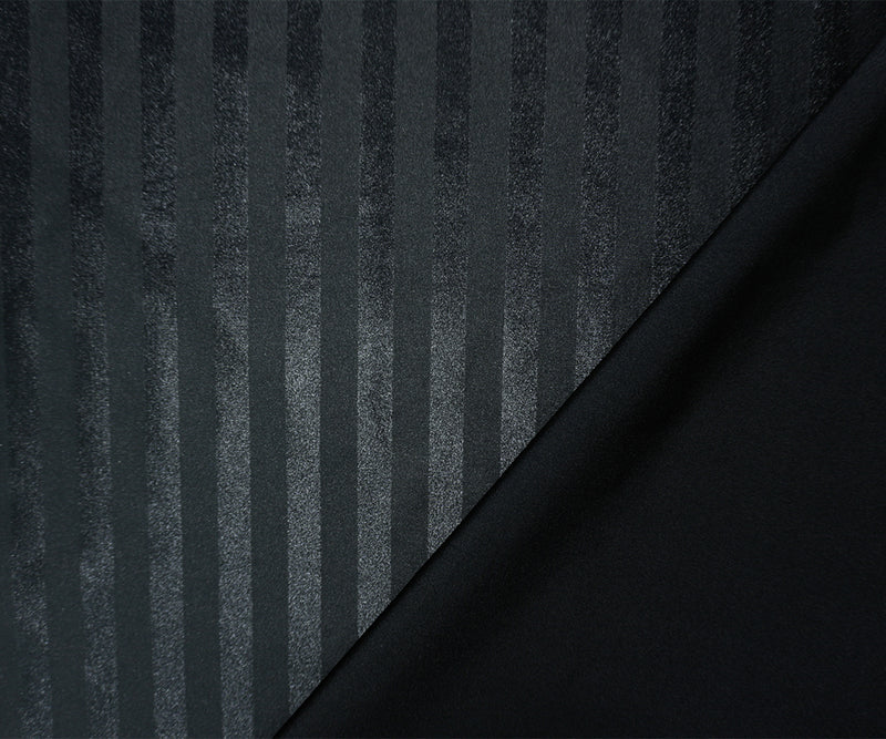 Black Famous Maker Nylon Spandex Stripe Satin Tricot Knit Yoga Fabric