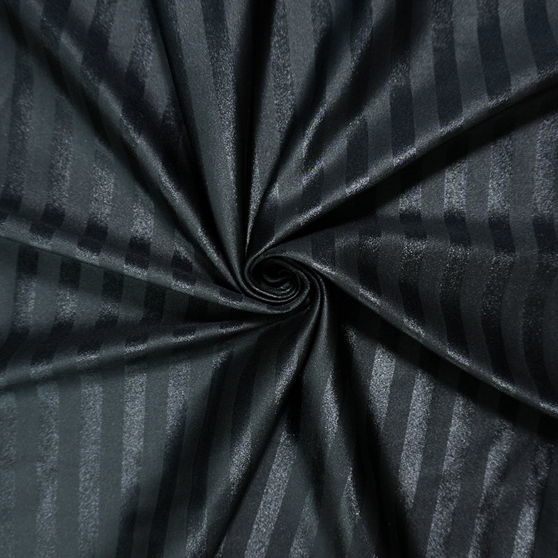 Black Famous Maker Nylon Spandex Stripe Satin Tricot Knit Yoga Fabric