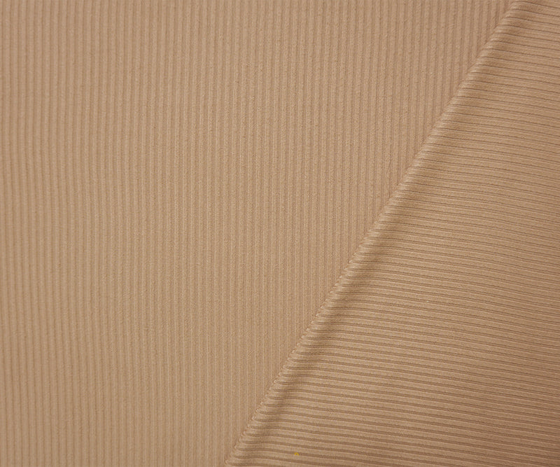 Beige Famous Maker Poly Spandex Solid Brush Face Rib Knit Fabric