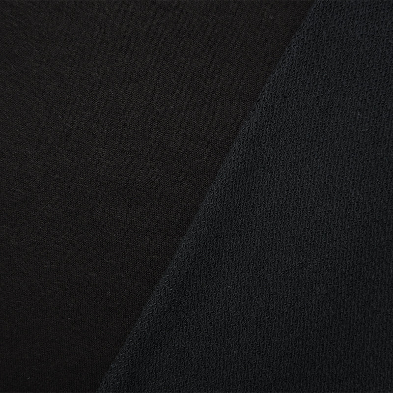 Black Poly Blend Solid French Terry Knit Fabric