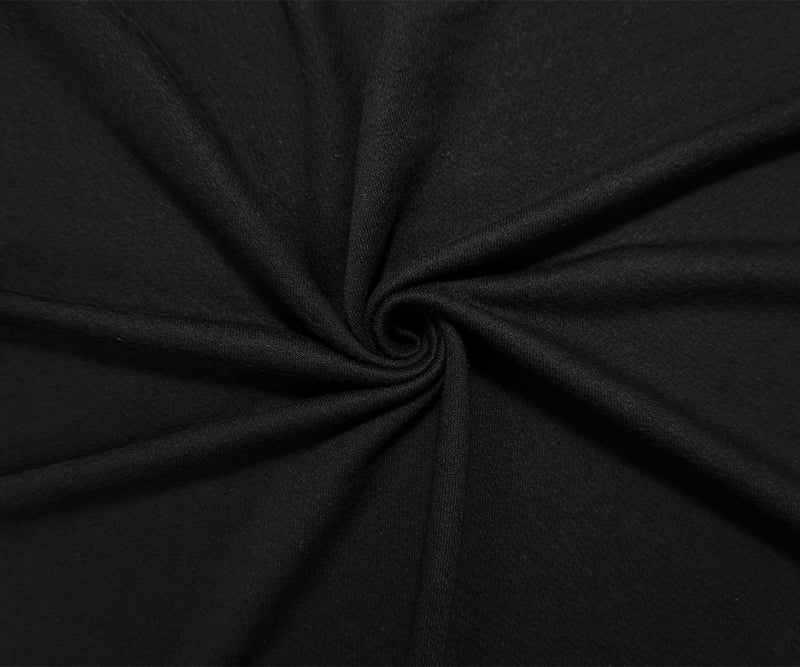 Black Poly Blend Solid French Terry Knit Fabric