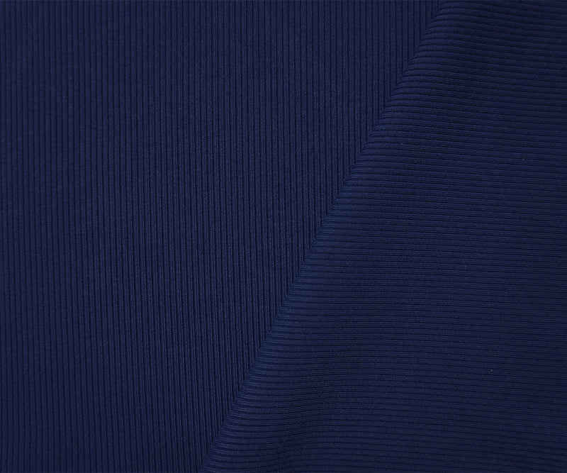 Deep Navy Famous Maker Nylon Spandex Solid Rib Knit Fabric