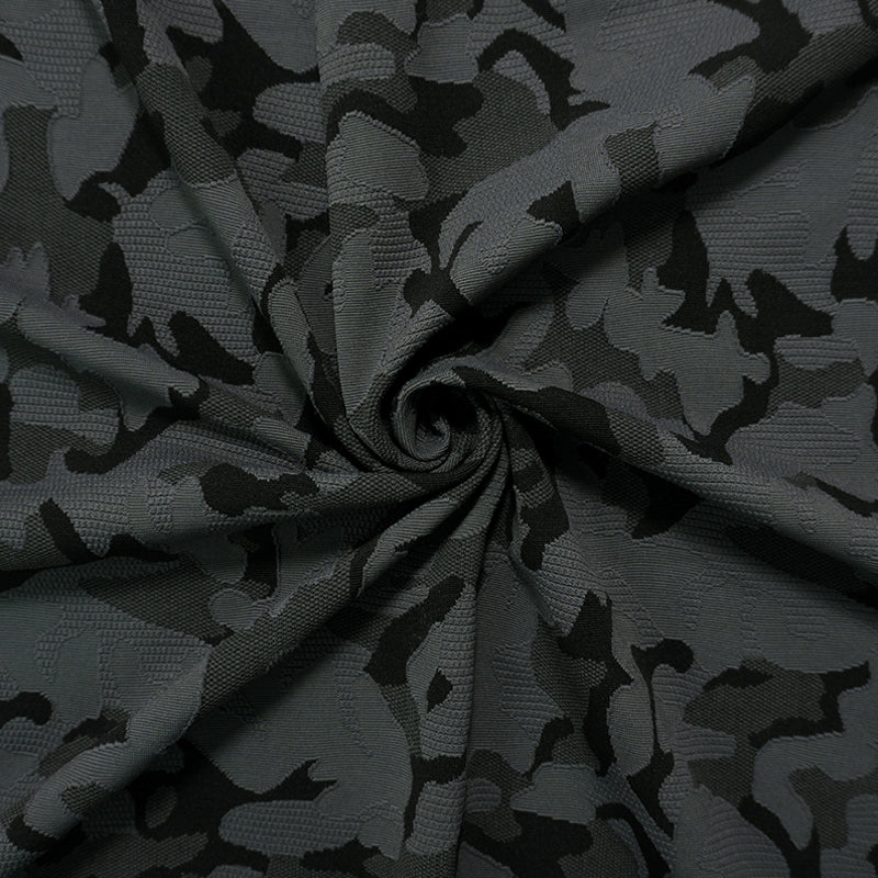 Dark Gray Famous Maker Nylon Spandex Camo Jacquard Double Knit Fabric