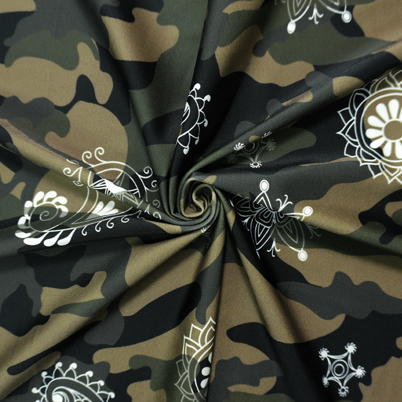 Brown Famous Maker Nylon Camo Paisley Double Knit Yoga Fabric