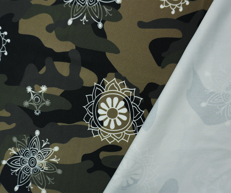 Brown Famous Maker Nylon Camo Paisley Double Knit Yoga Fabric
