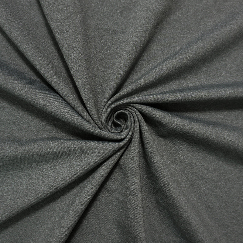 Gray Famous Maker Poly Spandex Solid Interlcok Yoga Knit Fabric