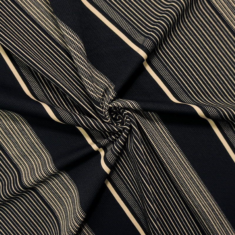 Black Famous Maker Nylon Spandex Stripe Jacquard Double Knit Fabric