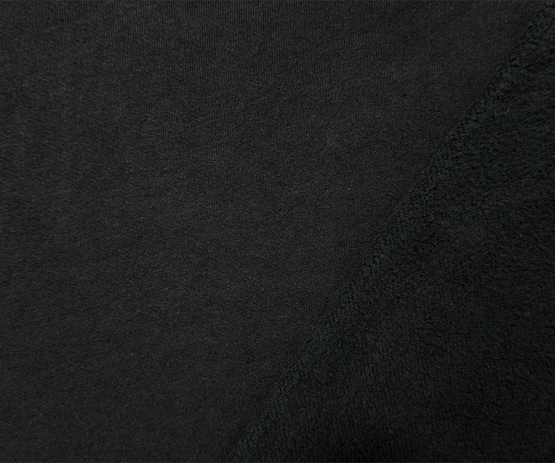 Black Cotton Solid Brushed Sweatshirt Fleece Knit Fabric