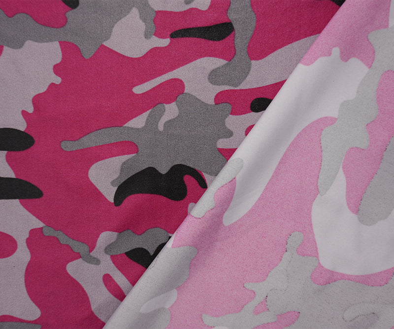Pink-Black Famous Maker Nylon Camo Satin Tricot Knit Yoga Fabric