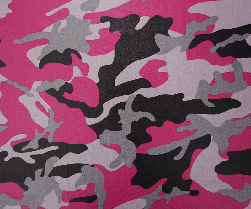 Pink-Black Famous Maker Nylon Camo Satin Tricot Knit Yoga Fabric