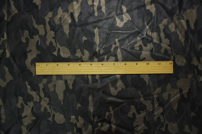 Black Famous Maker PU Blend Camo Printed Soft Shell Fabric