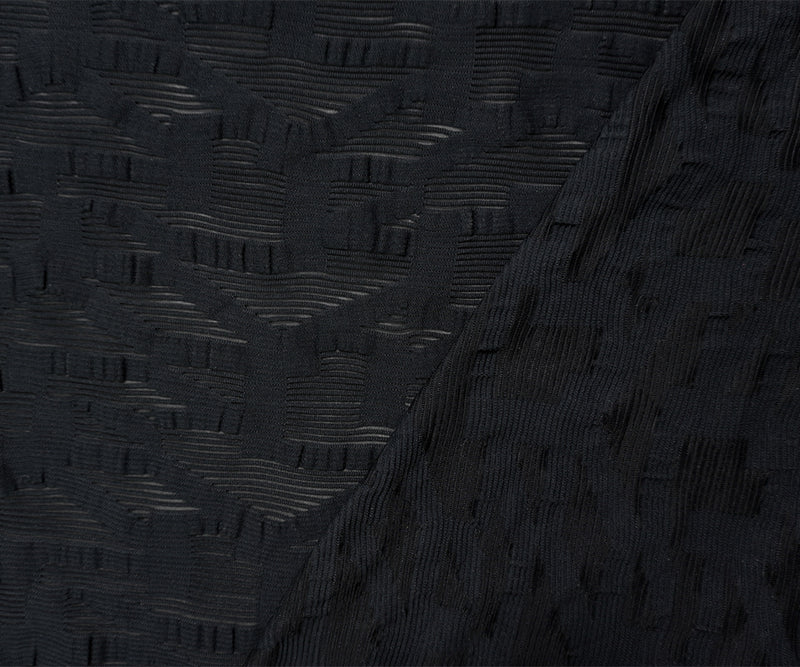 Black Famous Maker Nylon Abstract Geometric Mesh Knit Fabric