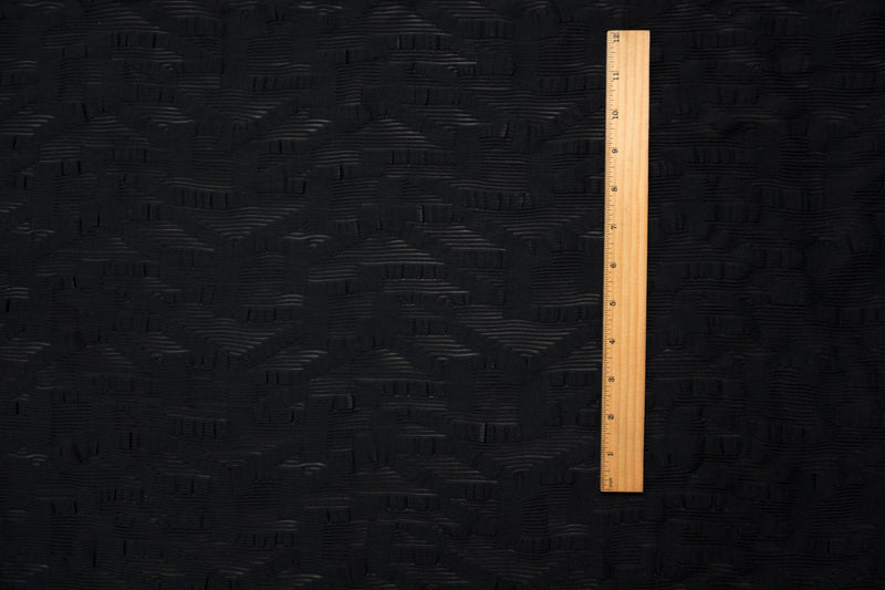 Black Famous Maker Nylon Abstract Geometric Mesh Knit Fabric