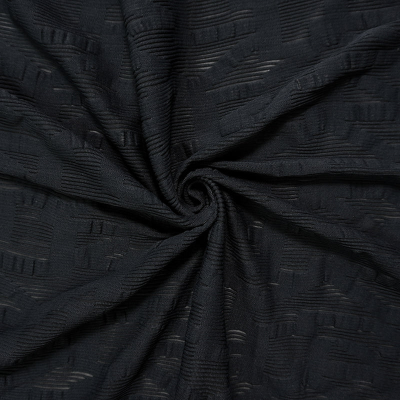 Black Famous Maker Nylon Abstract Geometric Mesh Knit Fabric
